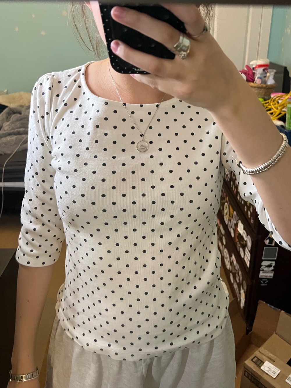 3/4 polka dot top